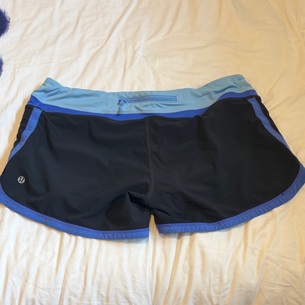 lululemon athletica Black Shorts with Light Blue Waistband